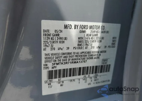 2024 Ford Mustang Mach-E Premium from USA, damaged, VIN 3FMTK3R71RMA13757